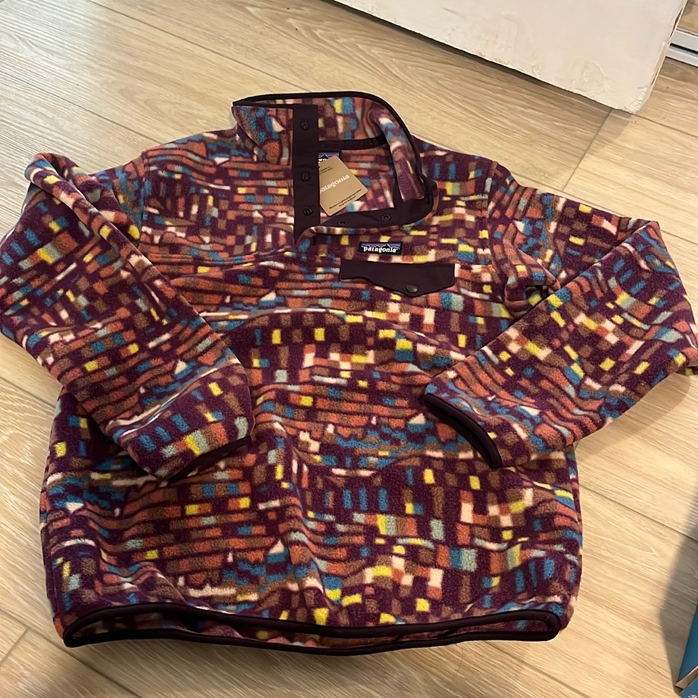 Patagonia synchilla snap T fleece fitz Roy patchwork night plum